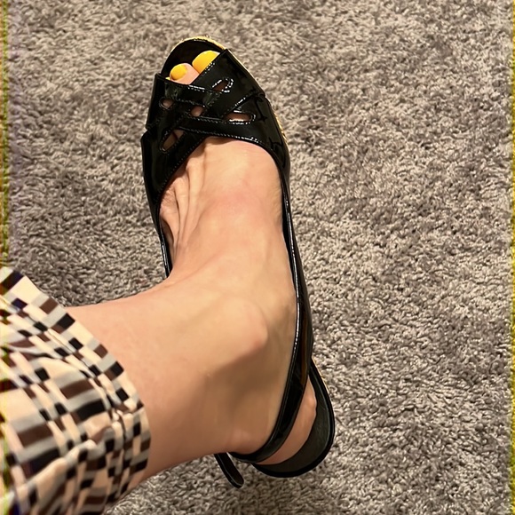 Stuart Weitzman black DoLunch Espadrille patent wedges sz 9.5 - Picture 8 of 15